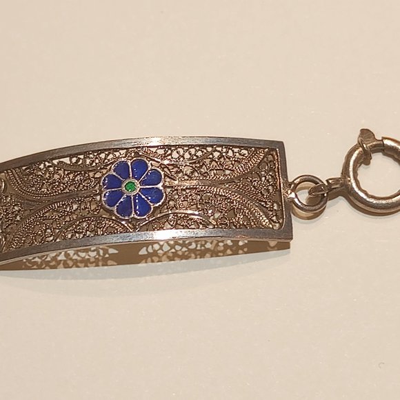 Vintage Rare Enamel filigree bracelet - Picture 5 of 8